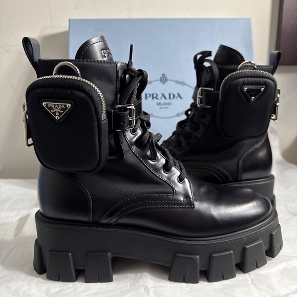 Authentic Gently worn Iconic Prada Cargo Boots in Black Size 41 - Picture 1 of 12